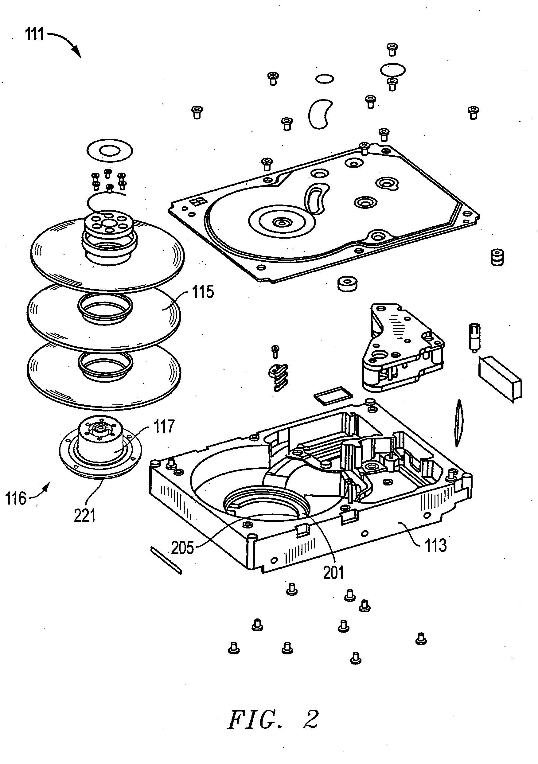 Screw attachment from exterior of disk drive enclosure for motors with mount bracket screw bolt pattern diameter larger than the motor hub outside diameter