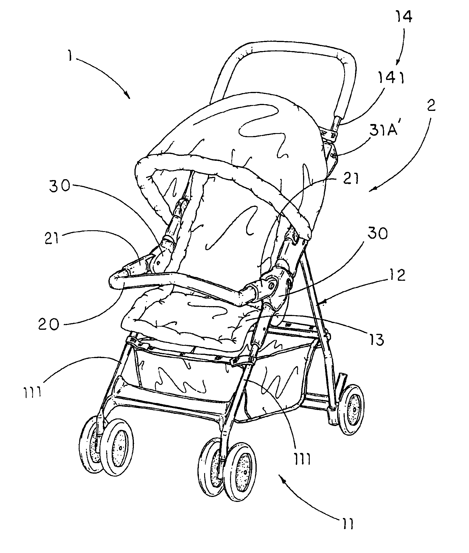 Detachable front guider arrangement of stroller