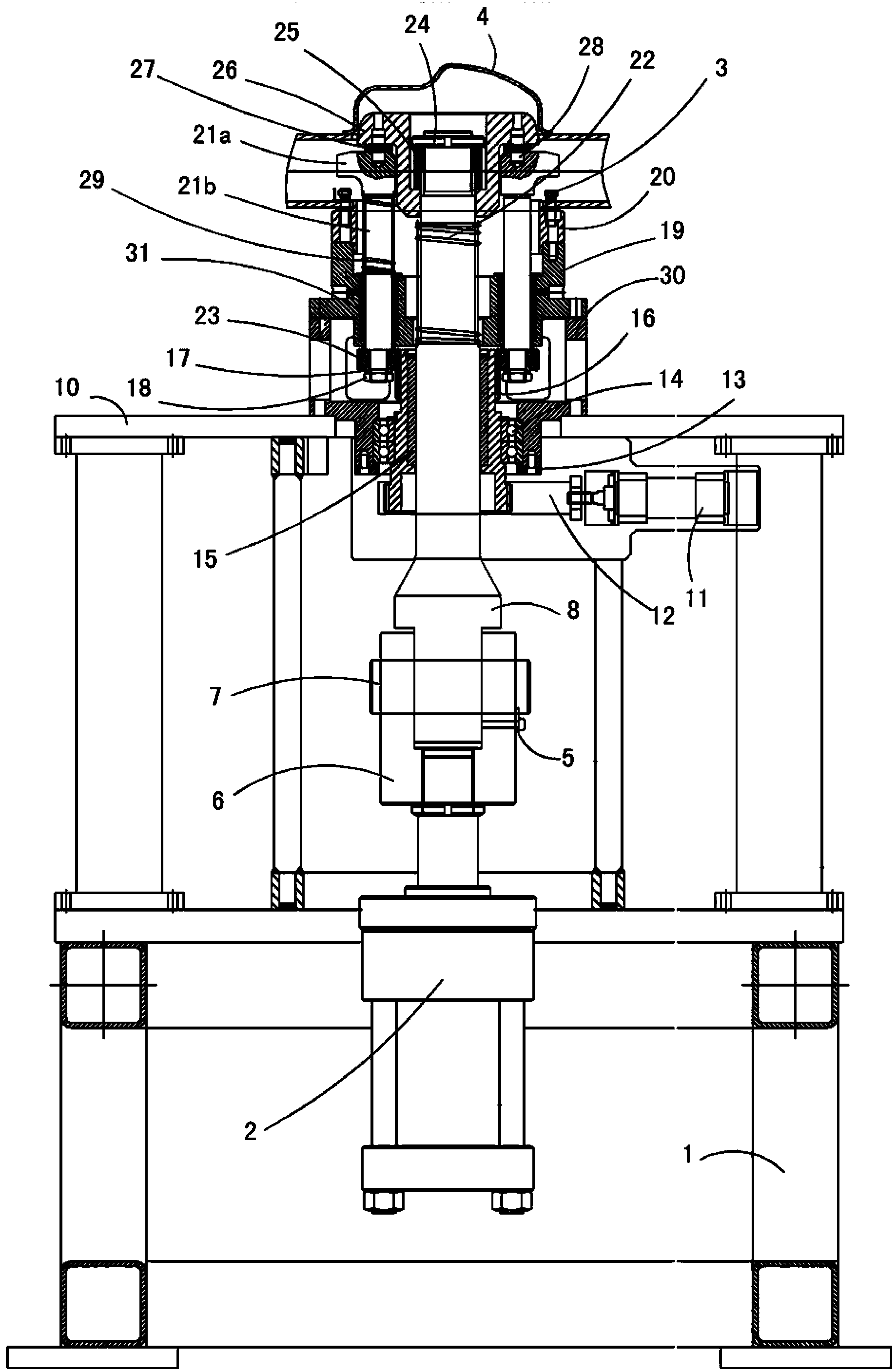 Pull-down type press-in device for axle housing bolt