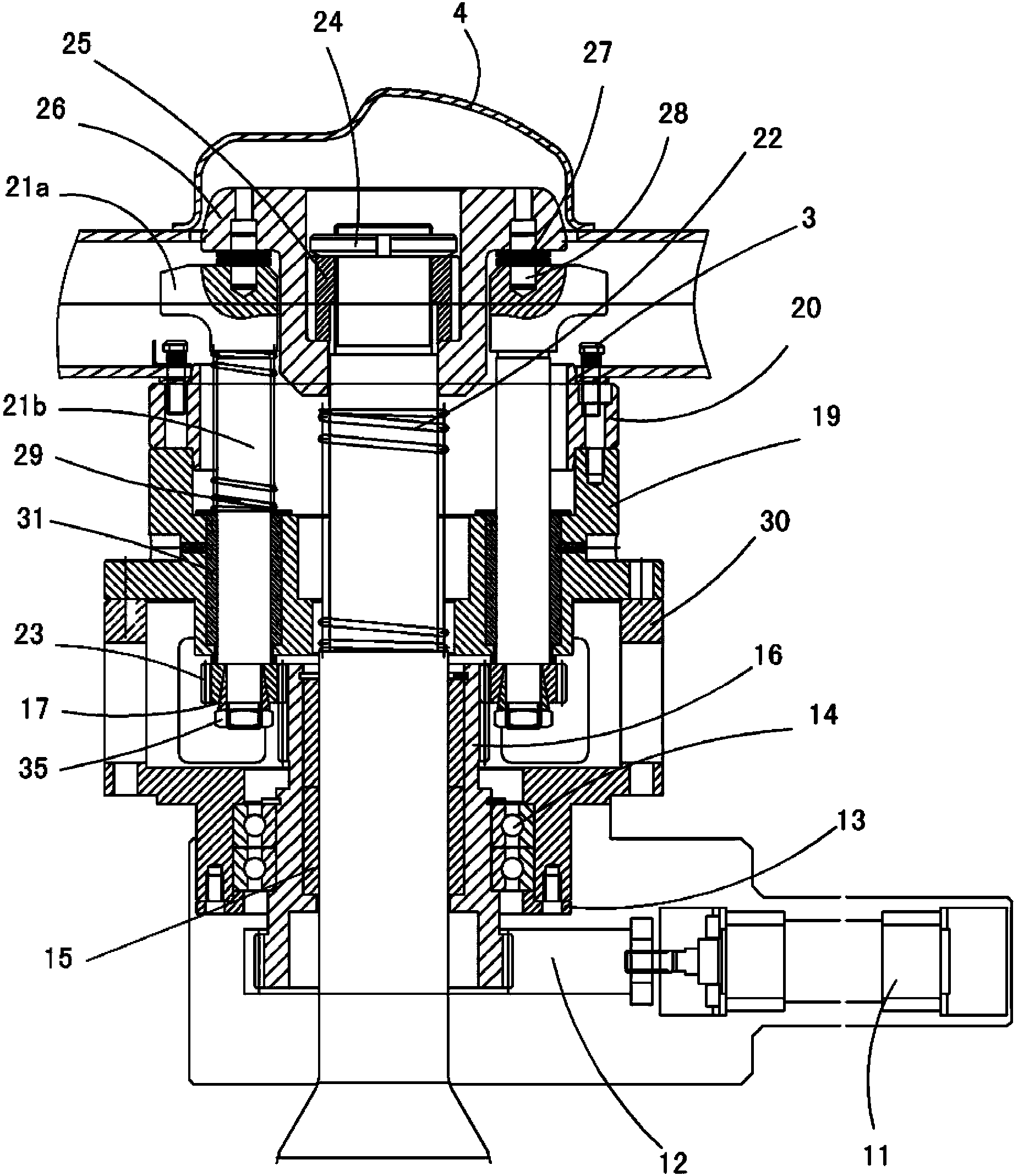 Pull-down type press-in device for axle housing bolt