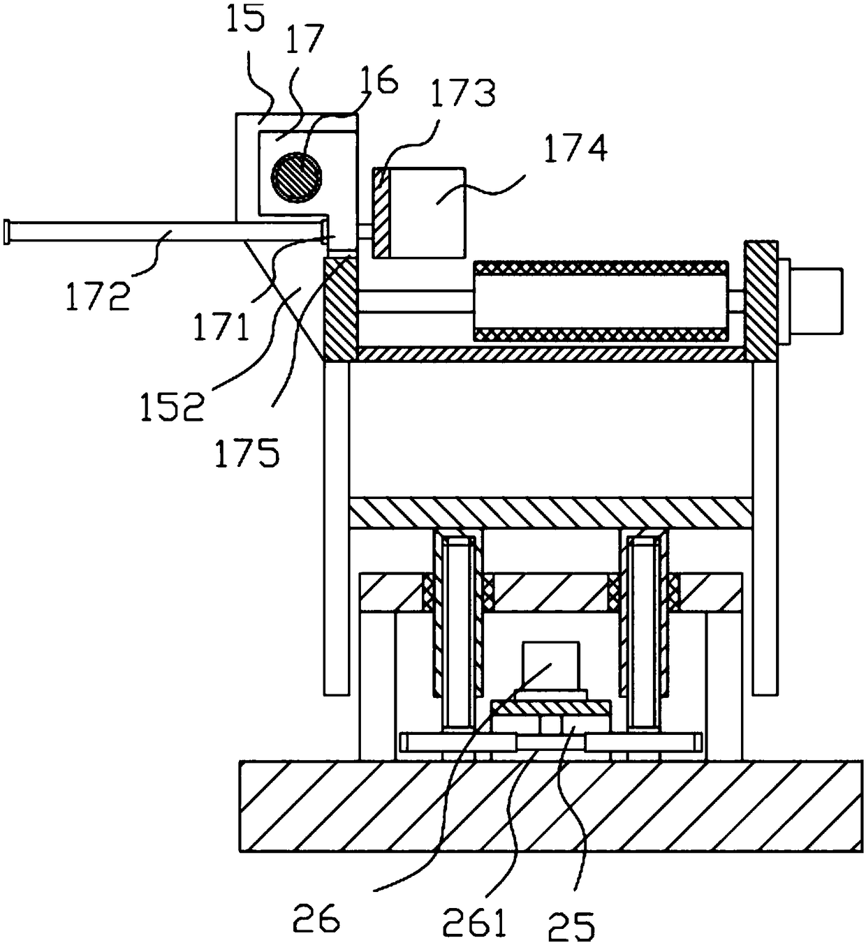 Height adjustable component conveying and material selecting mechanism