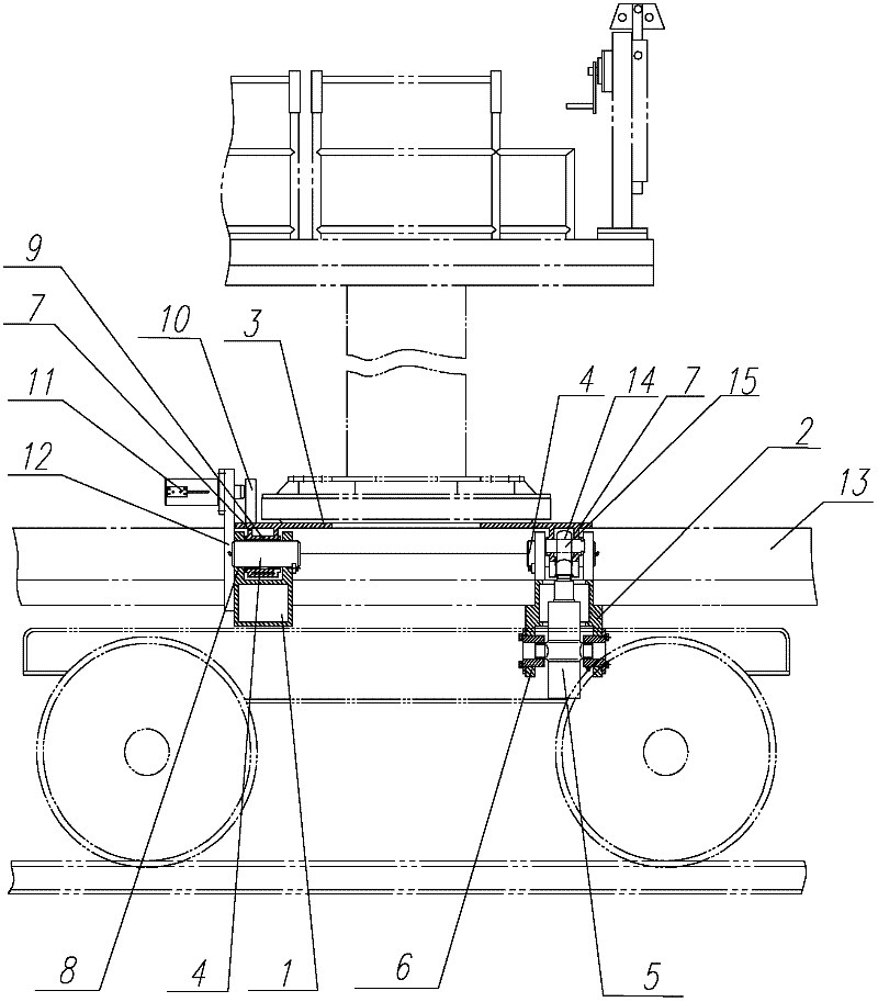 The leveling device of the operating platform of the railway catenary wire-stretching operation vehicle