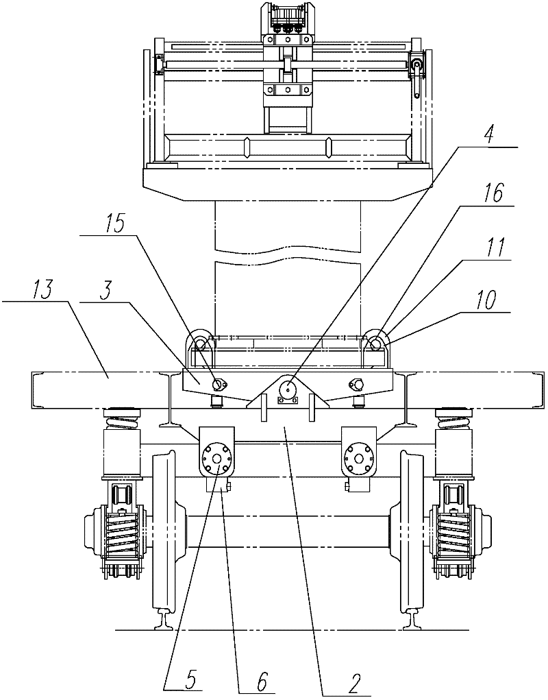 The leveling device of the operating platform of the railway catenary wire-stretching operation vehicle