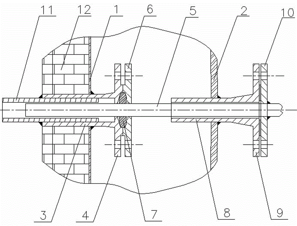 Wall-through sealing structure of supercharged boiler
