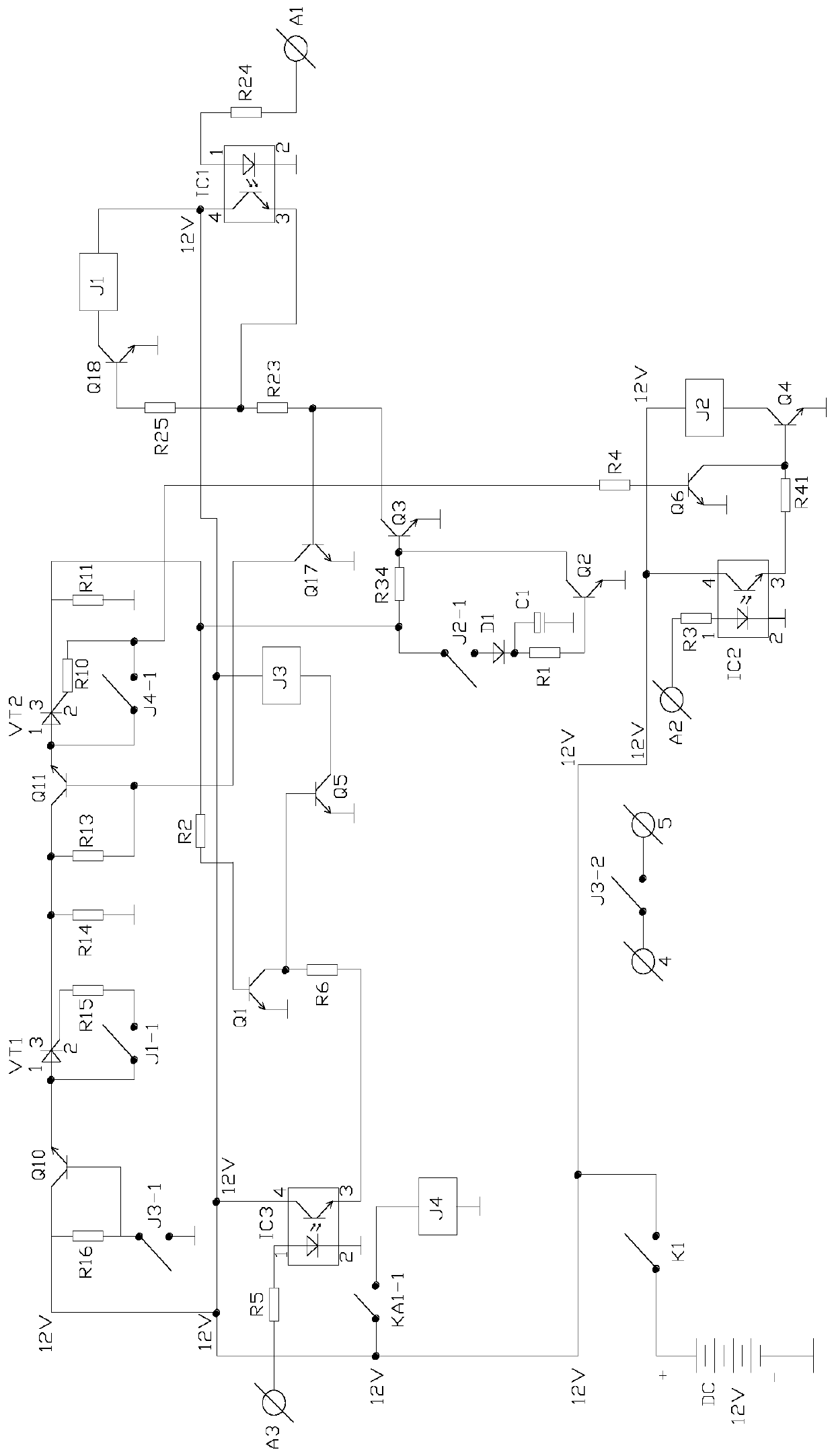 Single-channel unattended security inspection system control circuit