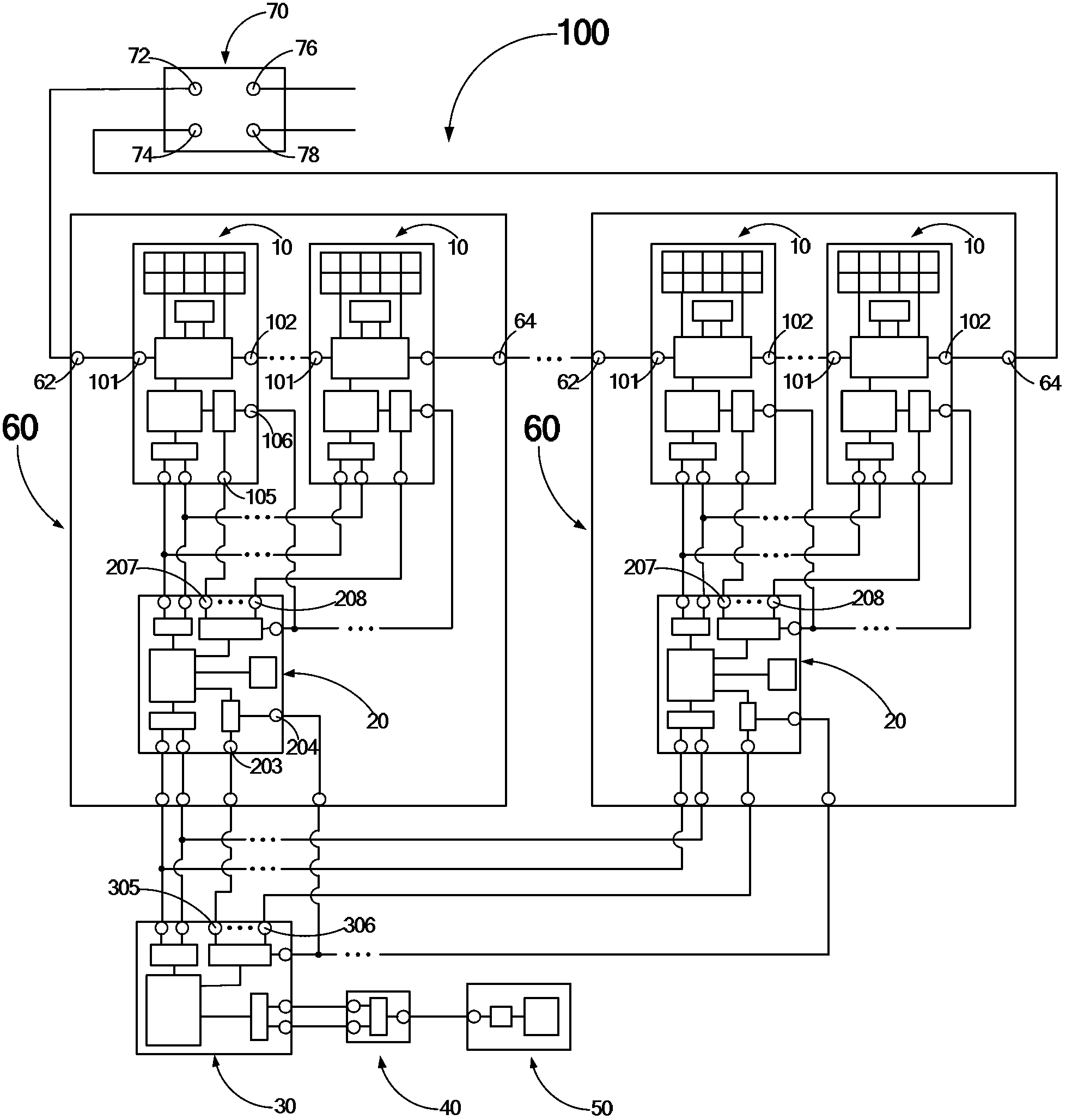 Network communication and control system for non-equilibrium management photovoltaic lithium-ion energy storage module nodes