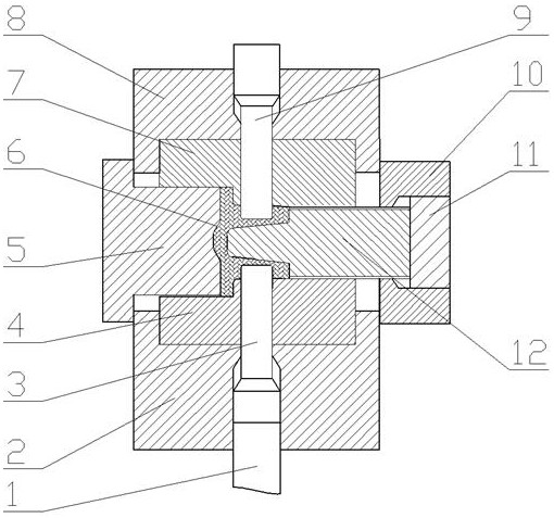 A device and process for hot extrusion forming of a steel diesel engine piston