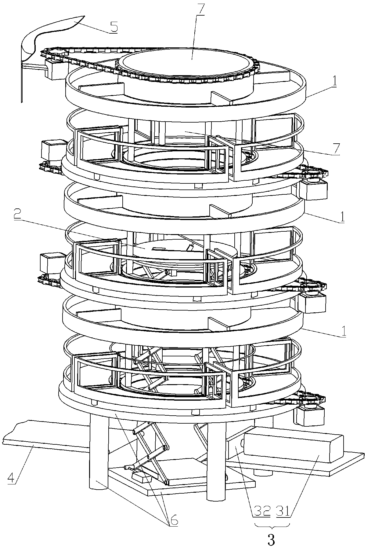 Multi-level stacking combined package sorting-packing-conveying device