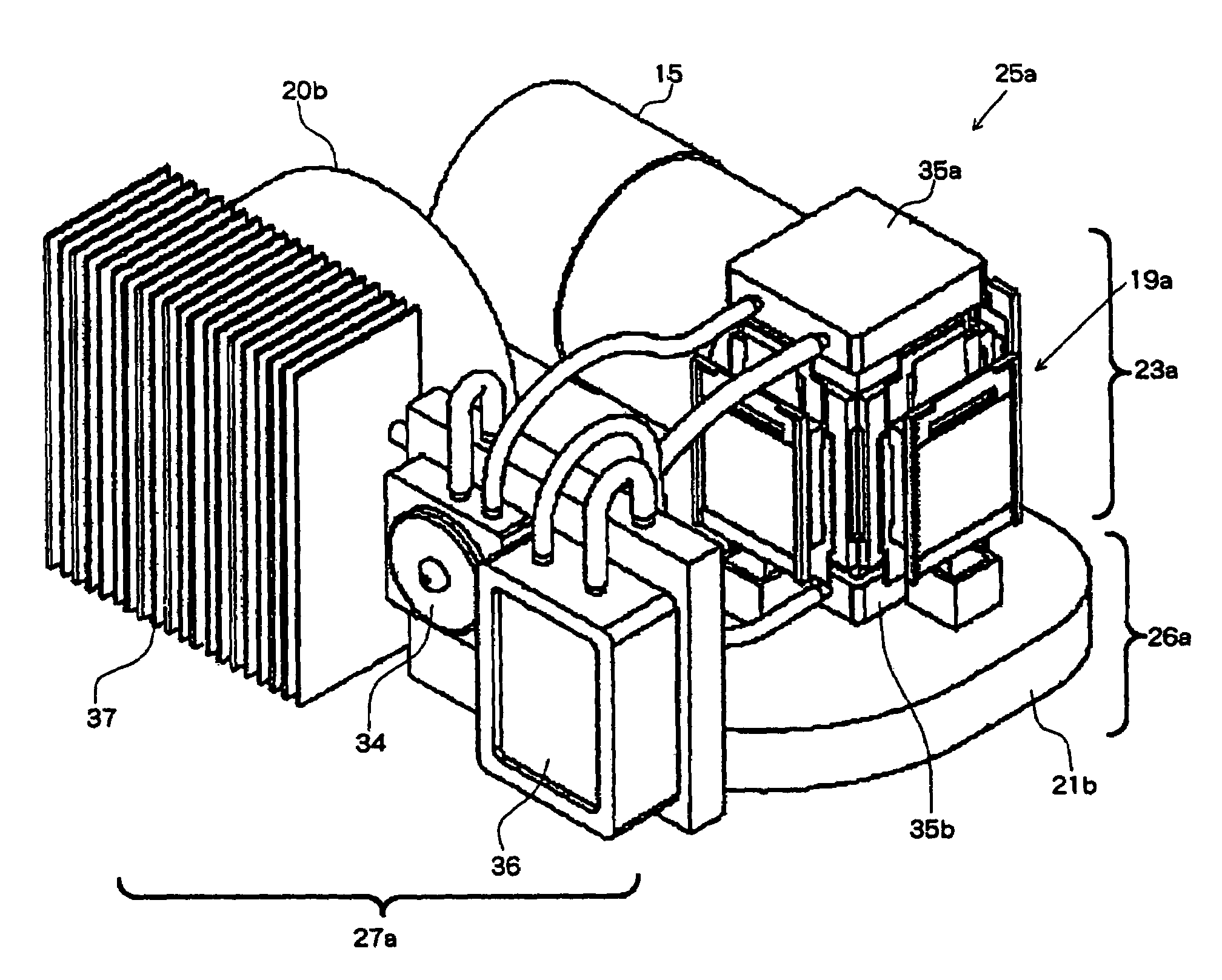 Projection display apparatus using liquid cooling and air cooling