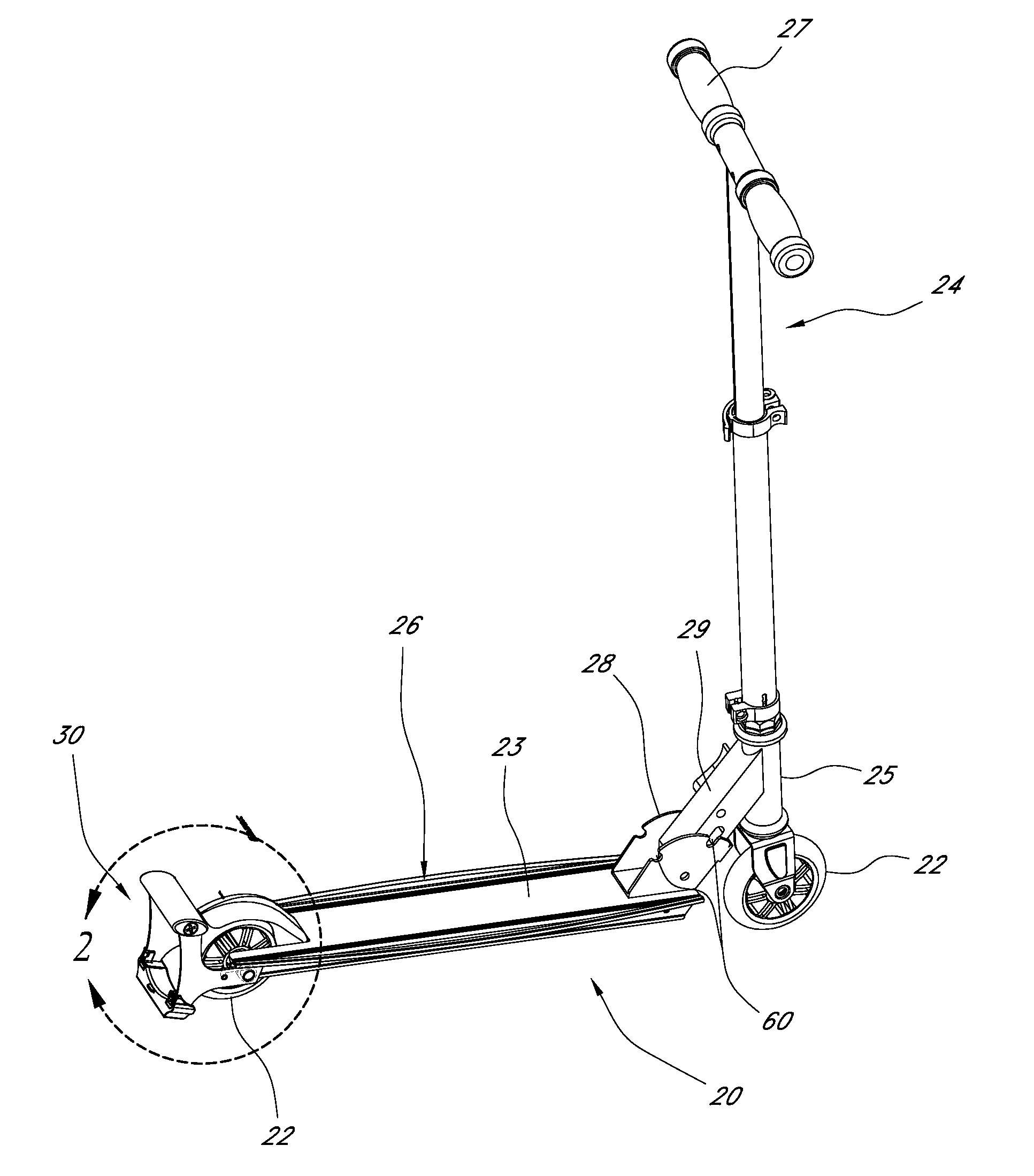 Spark generating device for scooter and removable spark generating cartridge