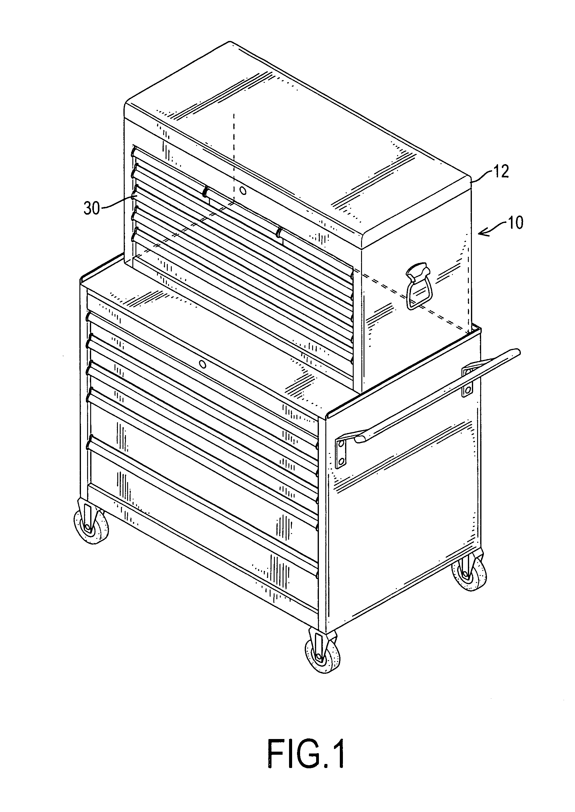 Mobile tool chest with a safety device