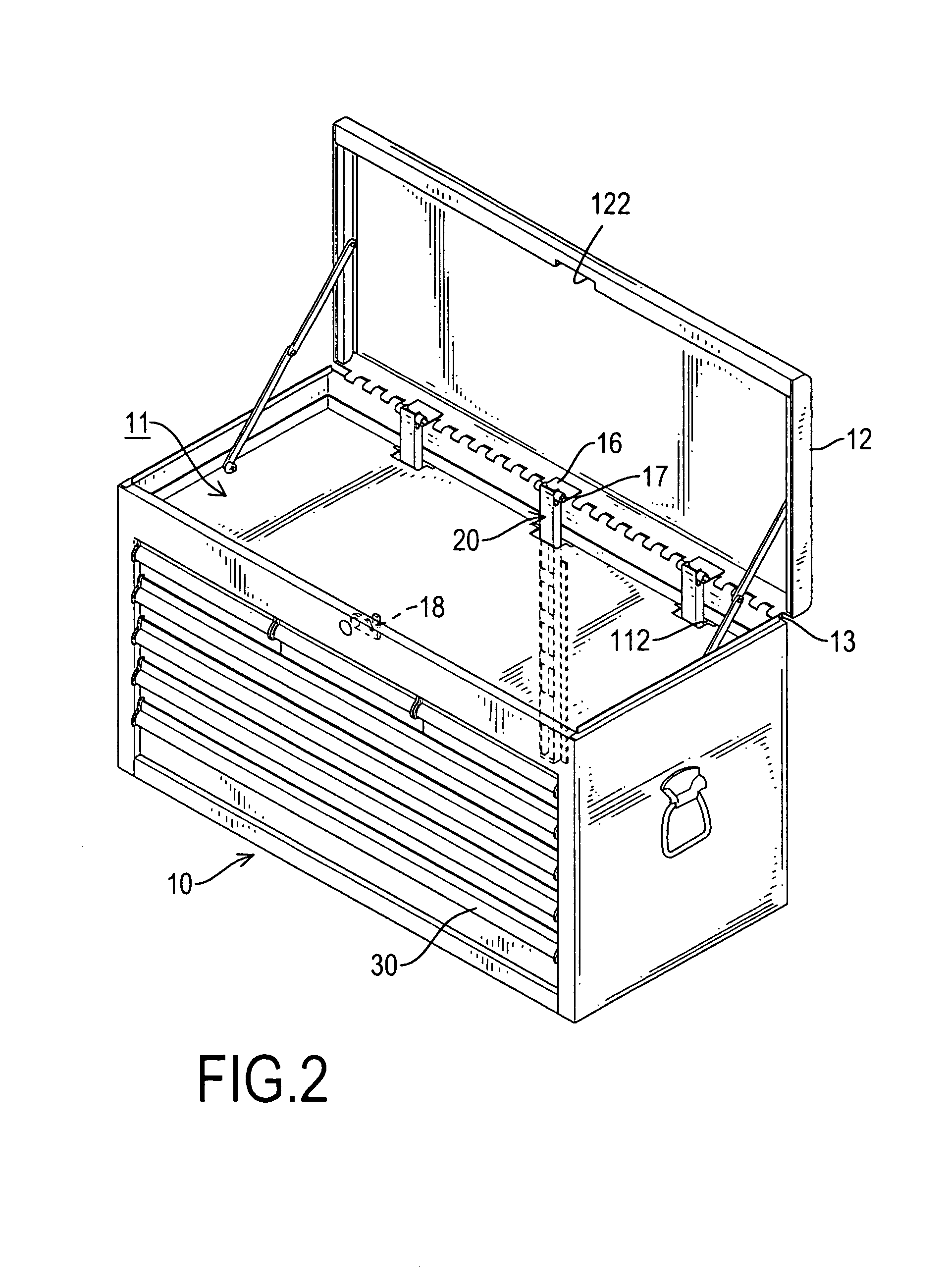 Mobile tool chest with a safety device