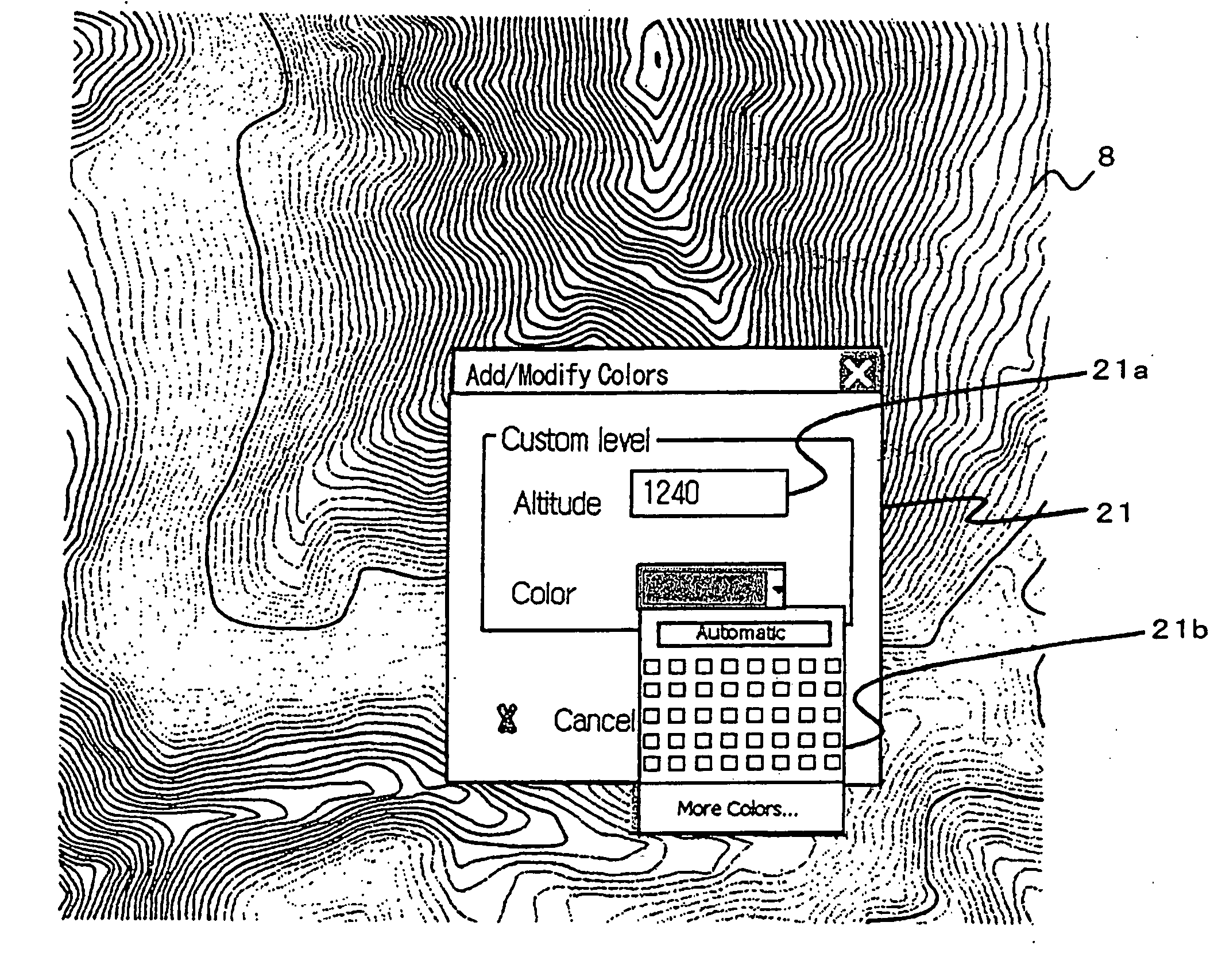Digital altimetric map drawing method and device