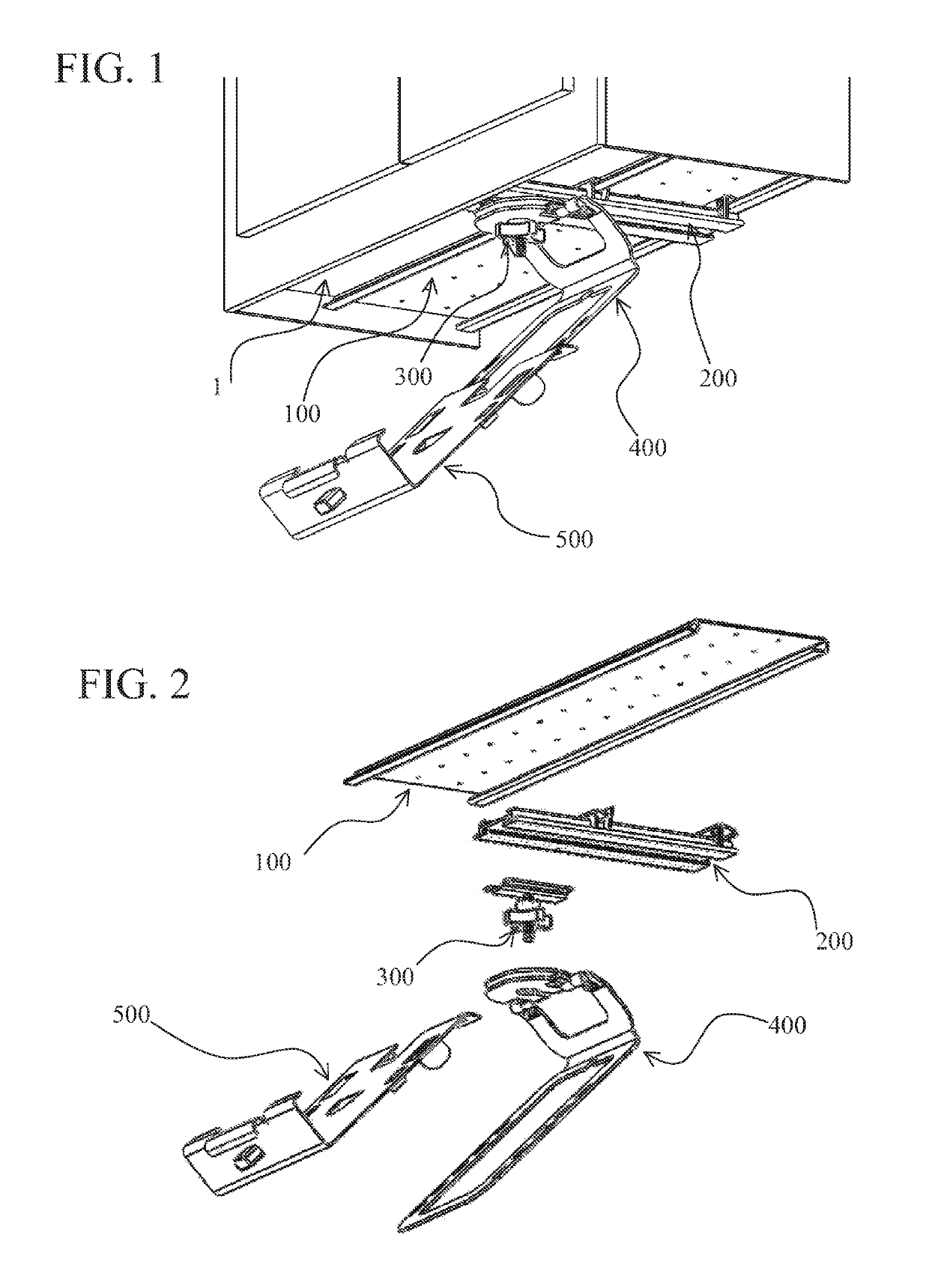 System for mounting, accessing, moving and folding away articles on, under or along a surface