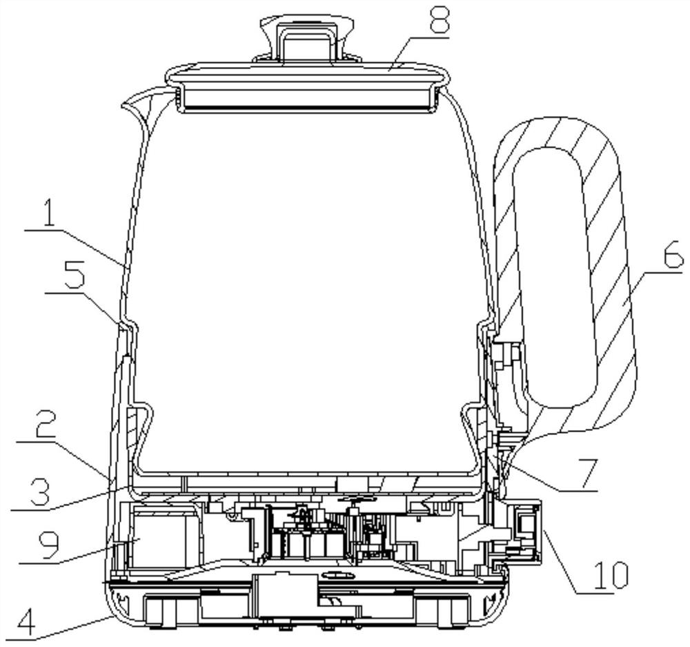 Installation and fixing method of a glass kettle and its handle