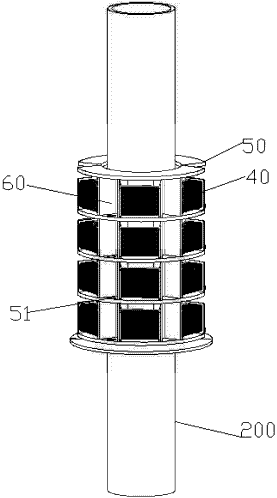 Self-power-generation encircling type marine vertical tube vibration monitoring system