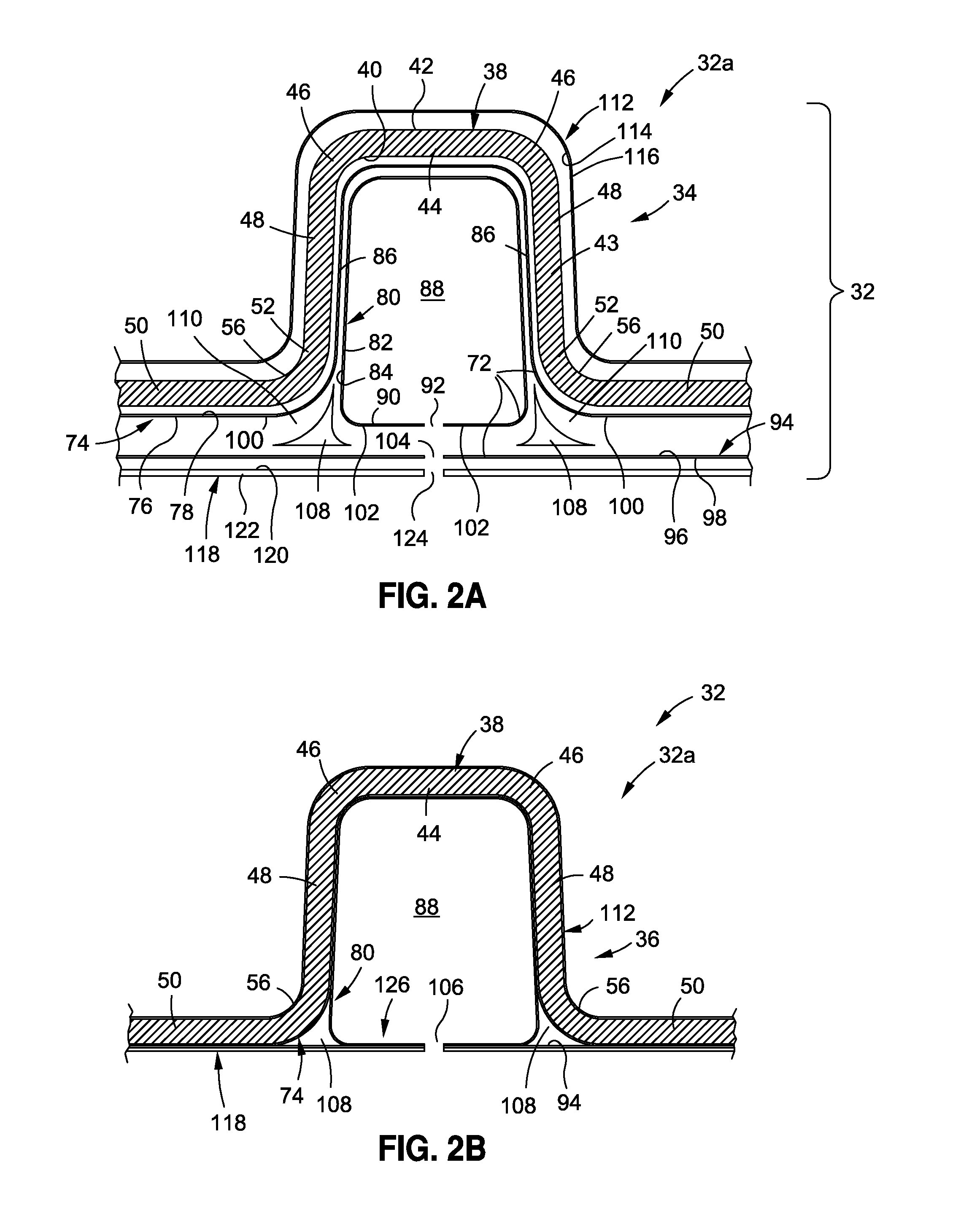 Composite hat stiffener, composite hat-stiffened pressure webs, and methods of making the same