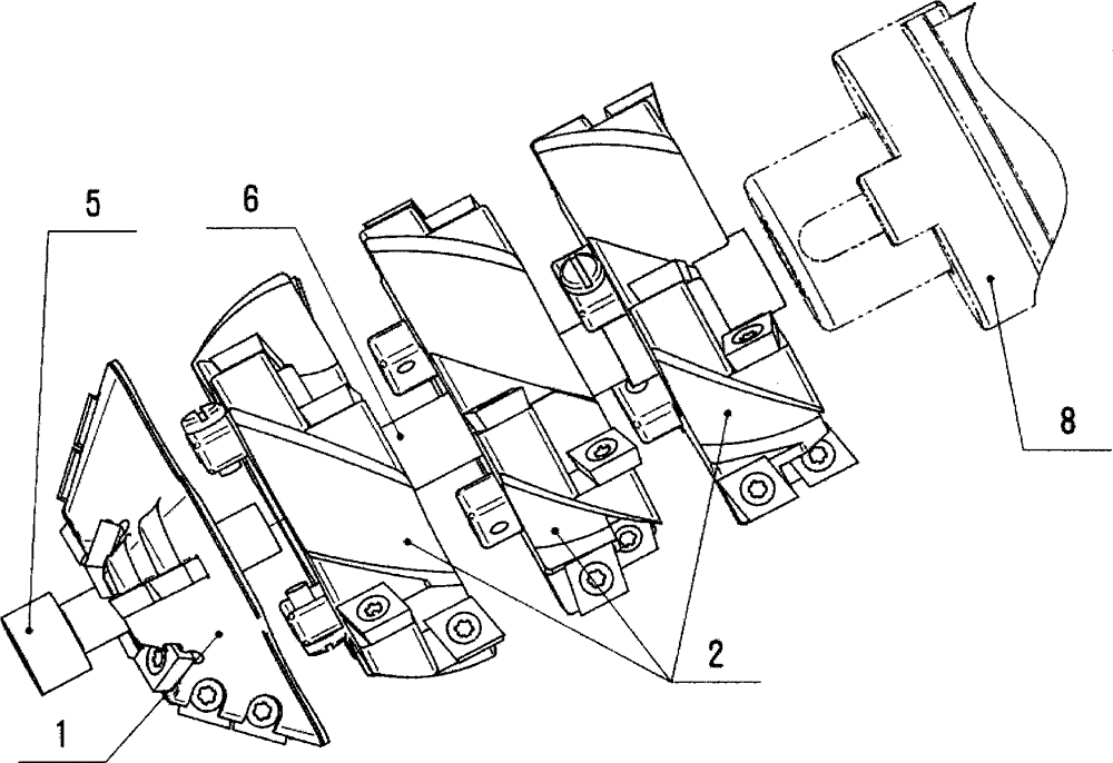 'Pineapple-shaped' milling cutter applicable to high-speed machining for end surface, side surface and inclined surface in situ