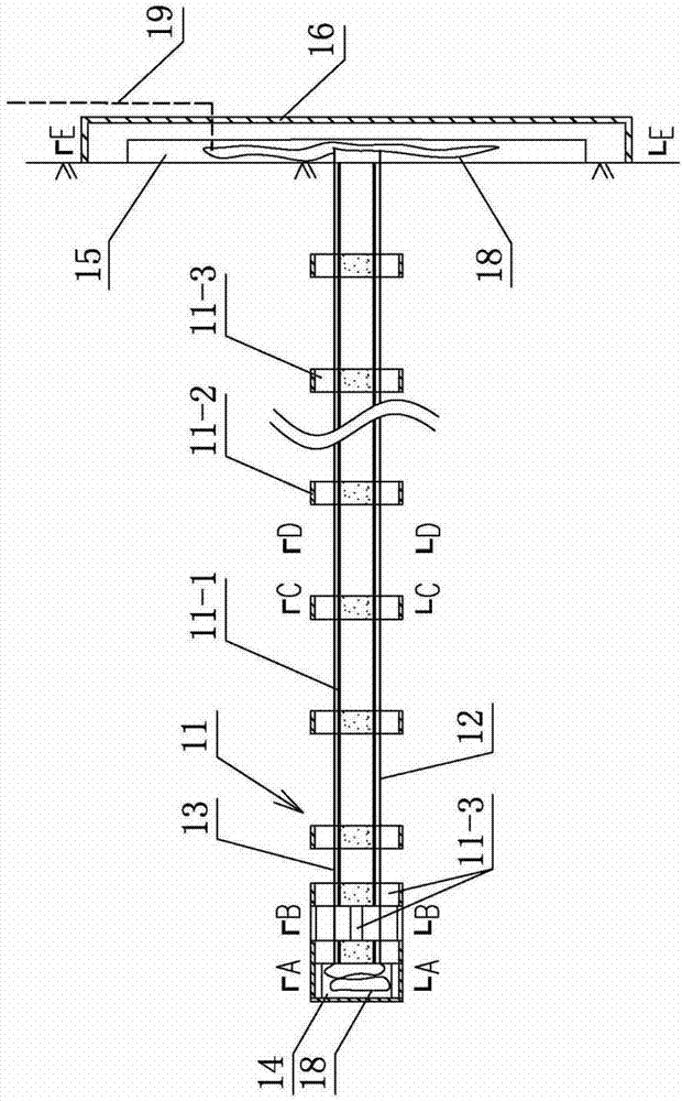 Measuring device for brillouin optical sensing type continuous multipoint displacement meter