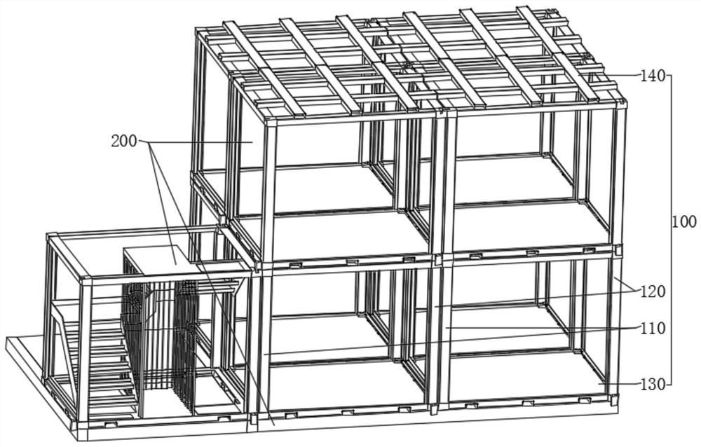 Modular beam frame for fabricated house, and storey height variable structure