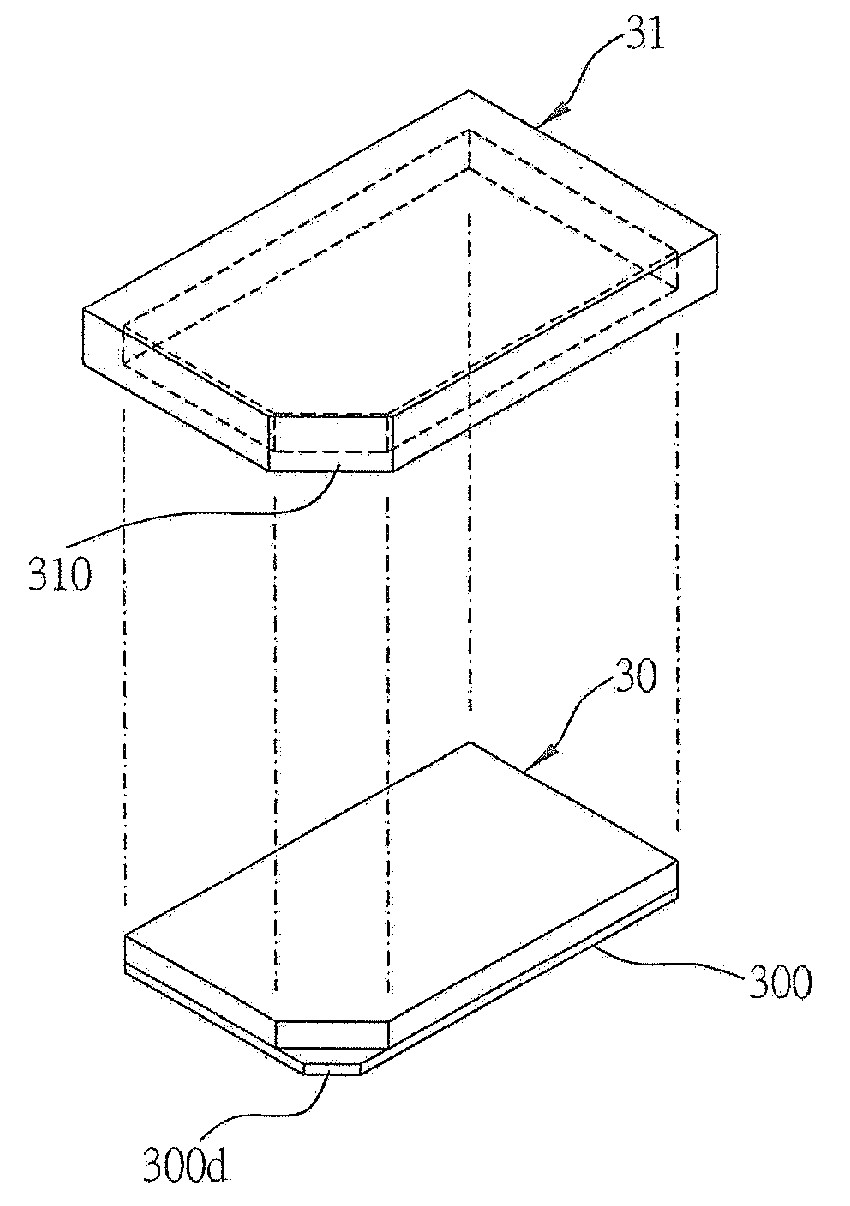 Semiconductor device for use as multimedia memory card, has encapsulant with chamfer such that portion of substrate and chamfer are exposed from encapsulant and remaining portion of surface of substrate is covered by encapsulant