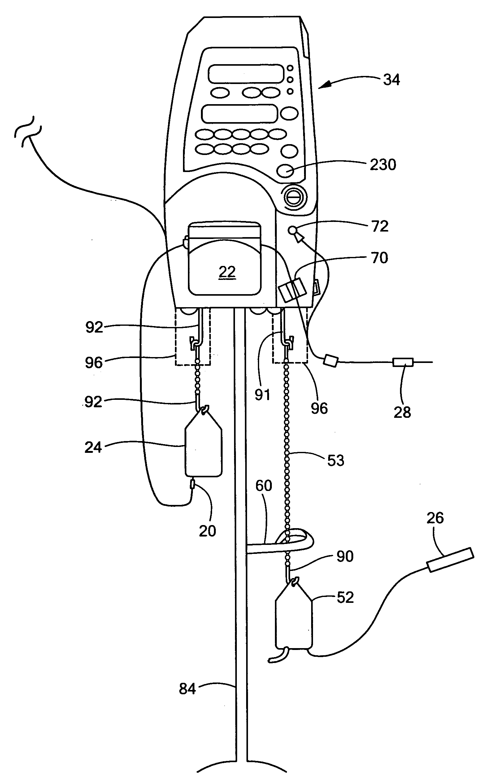 Patient hydration system with taper down feature