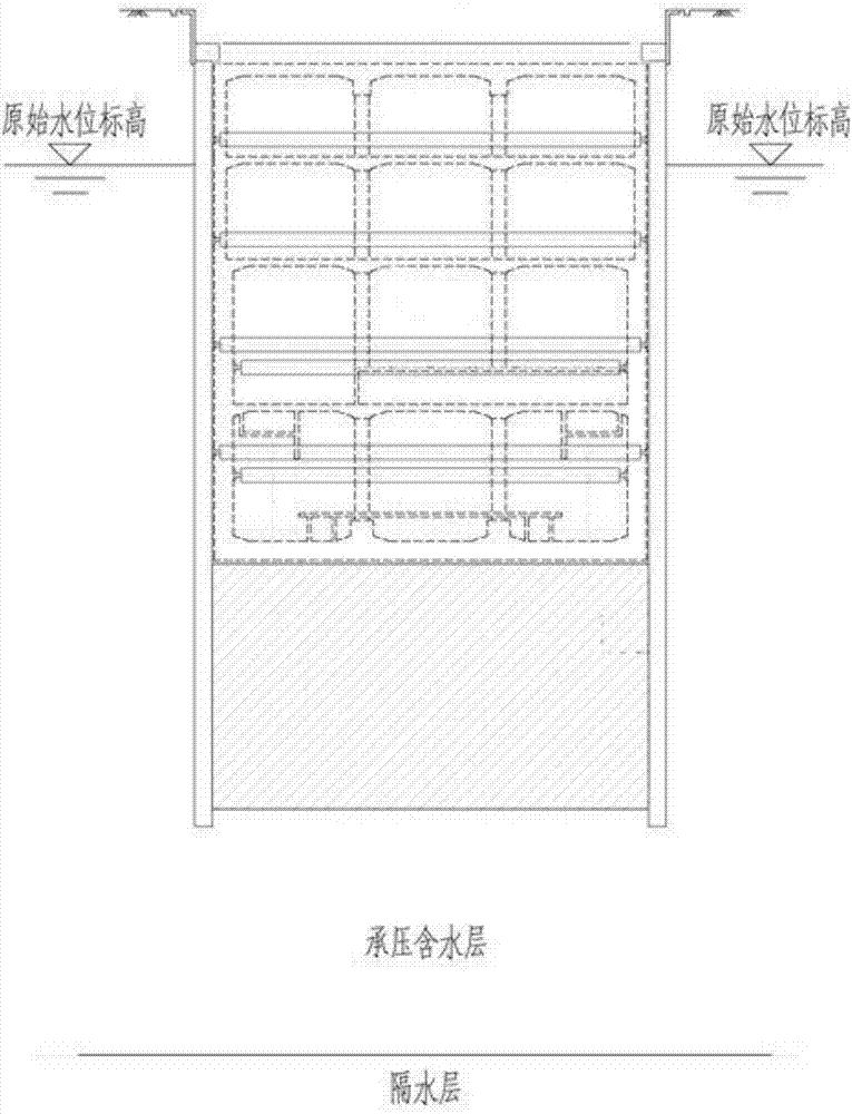 Bottom-sealing water-stop structure for deep foundation pit in highly permeable stratum and construction method thereof
