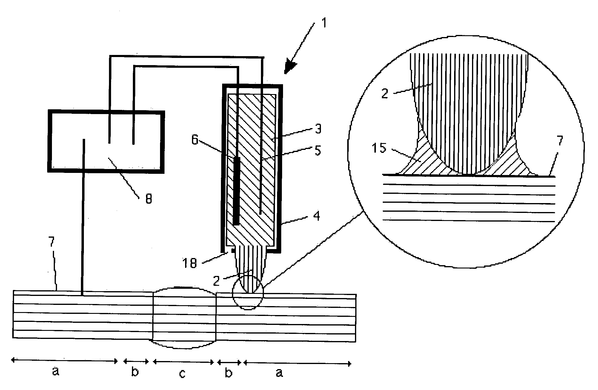 Electrochemical cell, use of the electrochemical cell, and method for electrolytically contacting and electrochemically influencing a surface