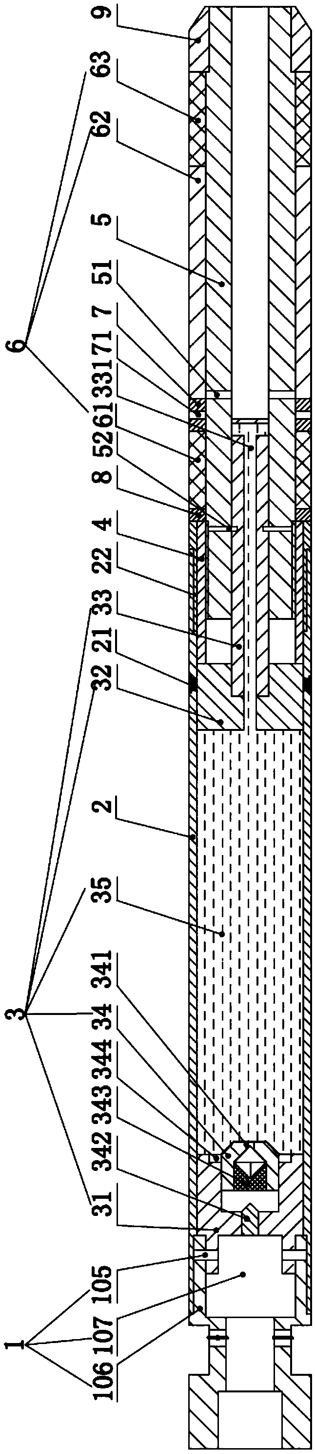 Liquid explosive injection and detonation device for explosion fracturing of oil and gas reservoir