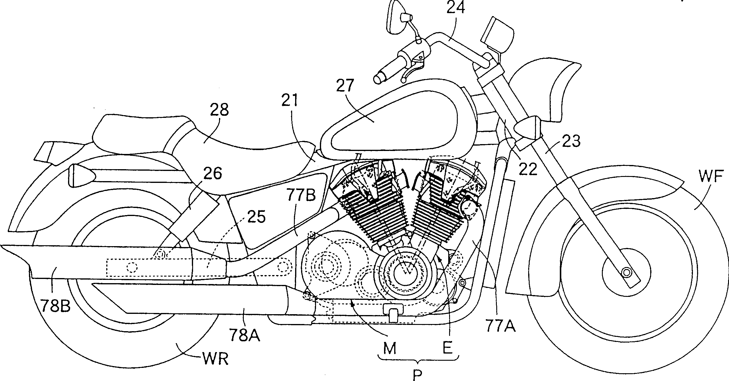 V type engine for motor two bike