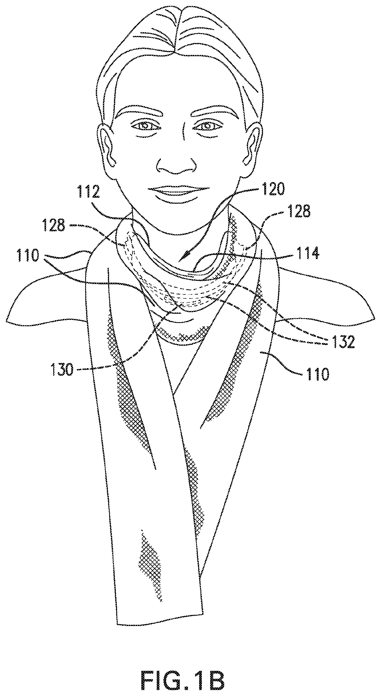 Wearable article including a scarf and a mask