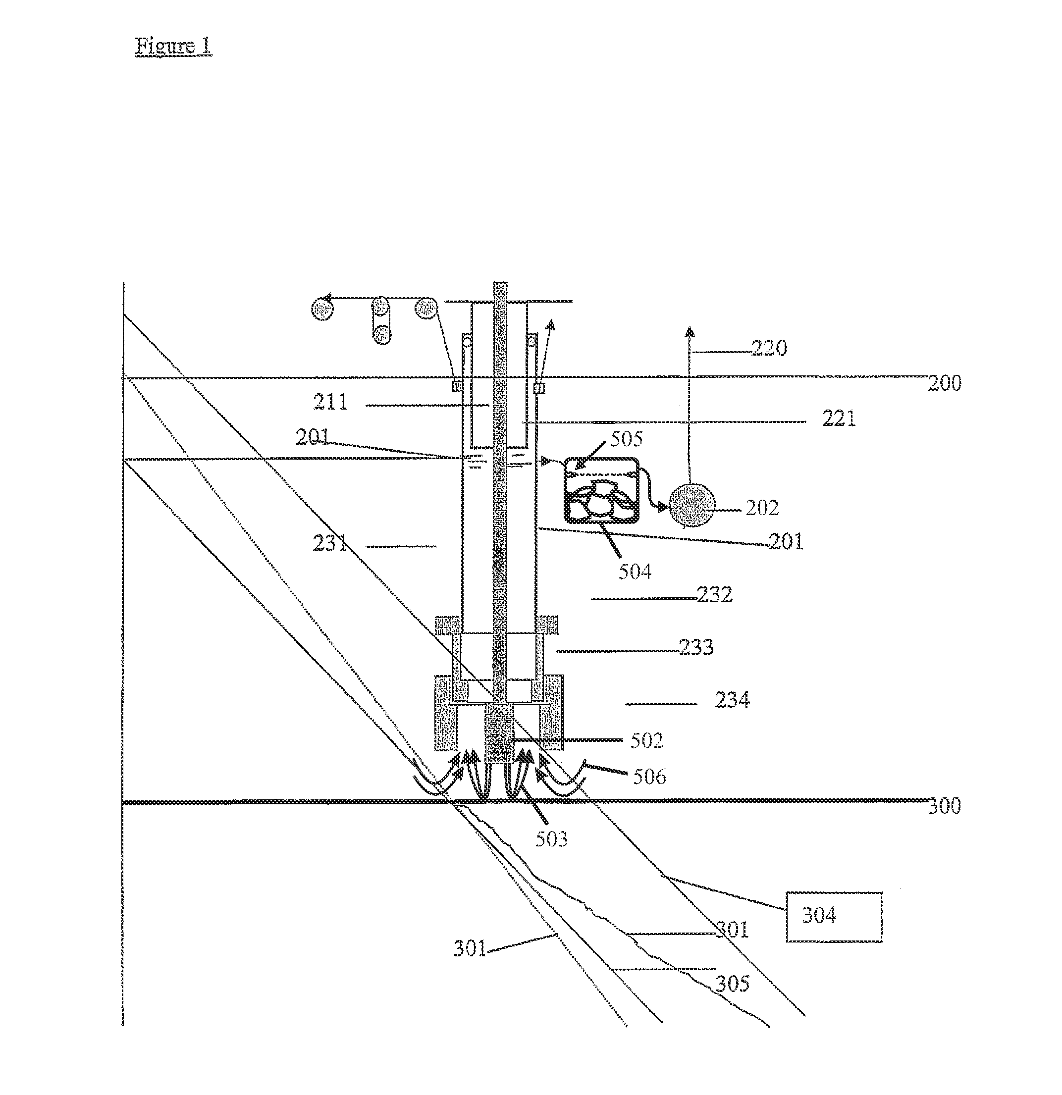 Method and arrangement for removing soils, particles or fluids from the seabed or from great sea depths