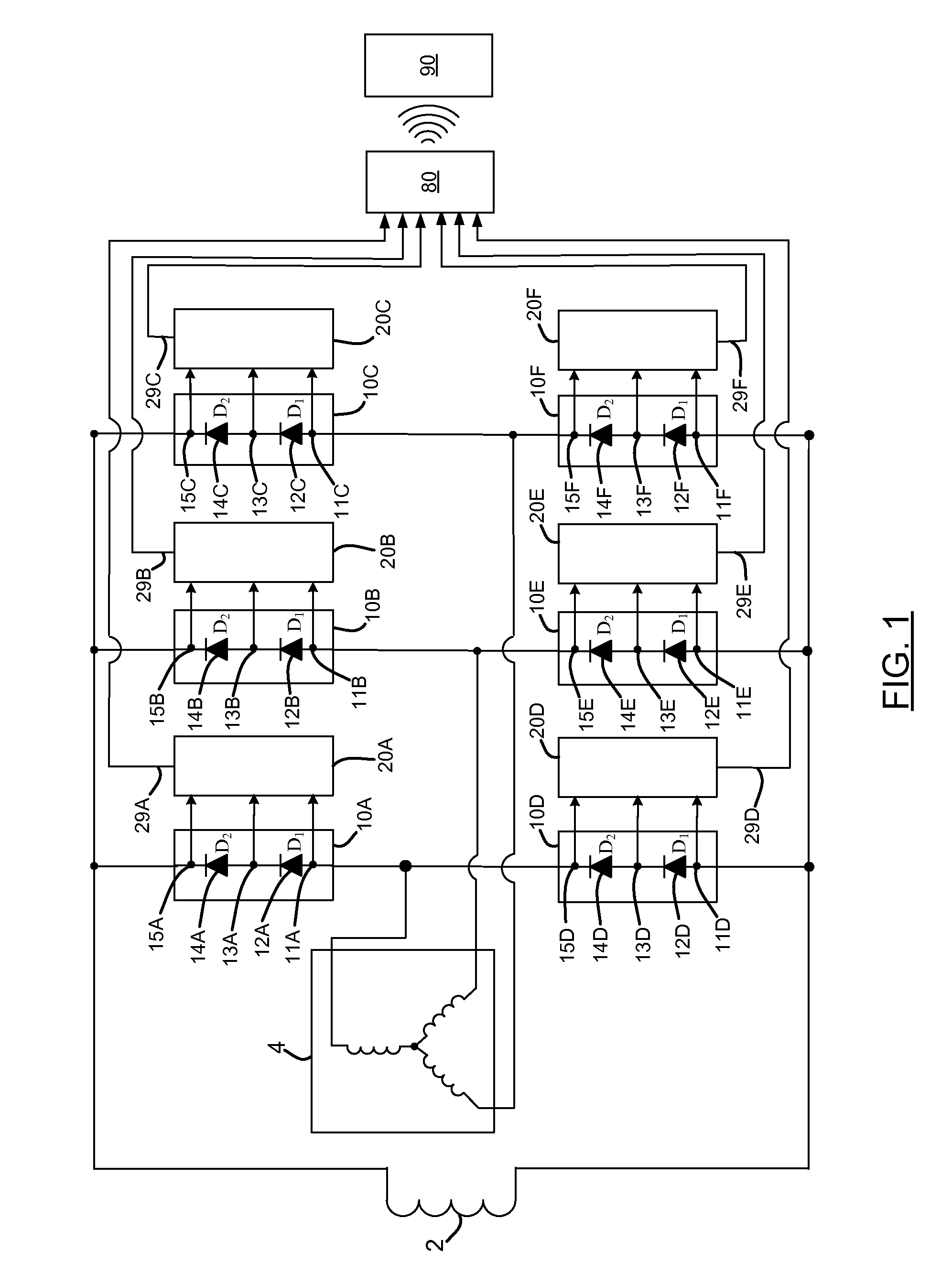 Method and apparatus for fault detection of series diodes in rectifiers