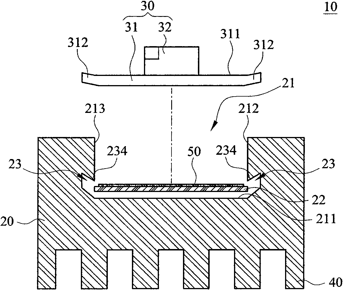 Component structure of light-emitting diode light source with heat radiation base