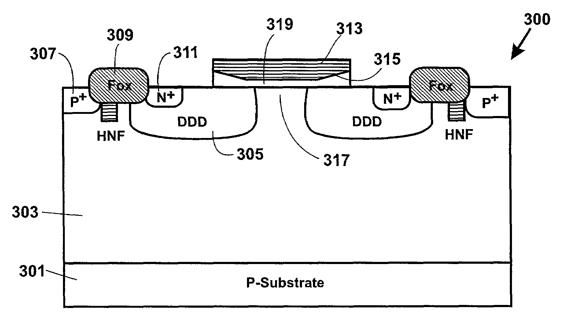 MOS device for high voltage operation and method of manufacture