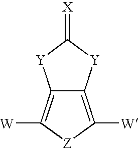 Heterocyclic fused imidazolone, dioxolone, imidazolethione and dioxolethione monomers