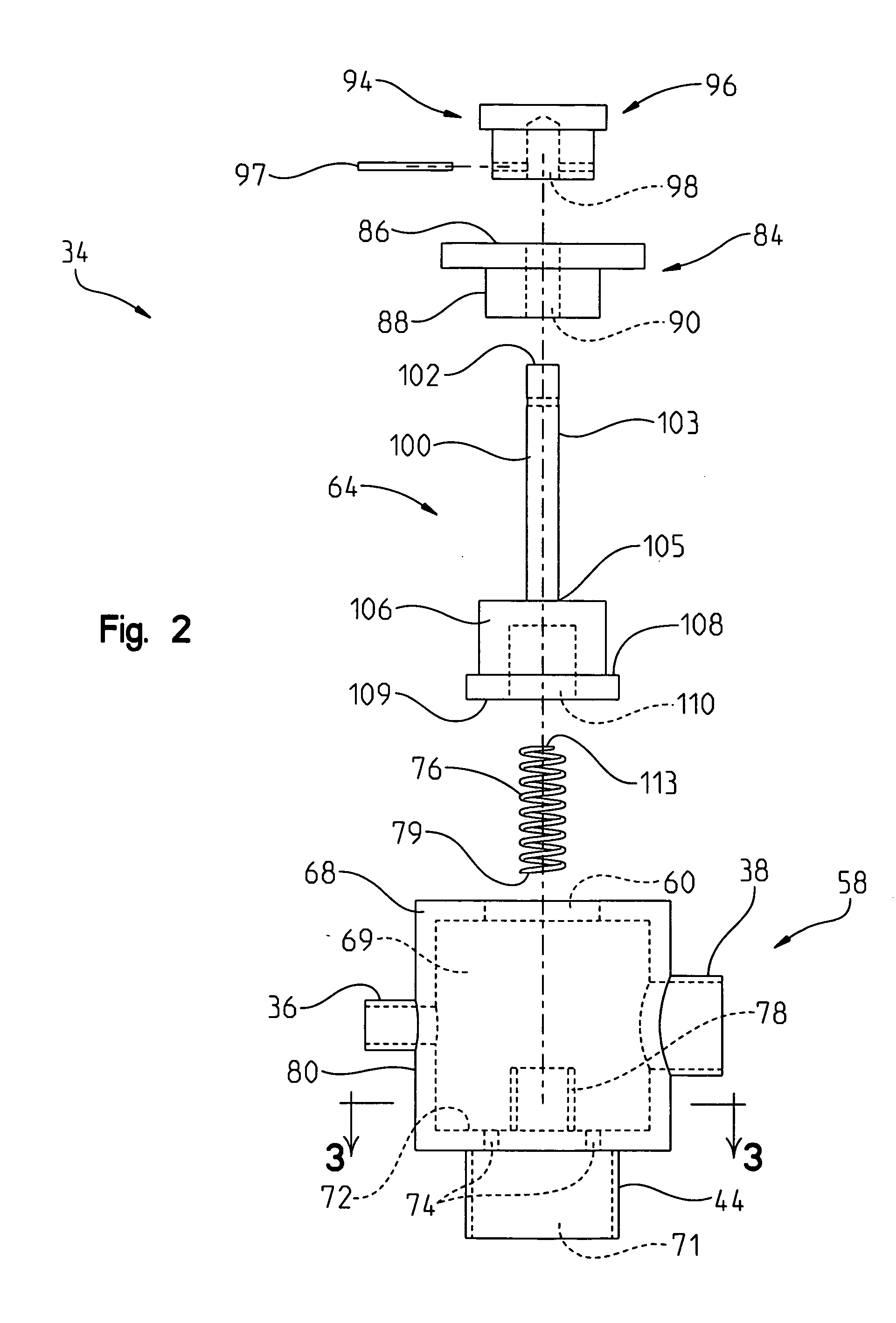 Ventilation valve for a veterinary anesthesia system