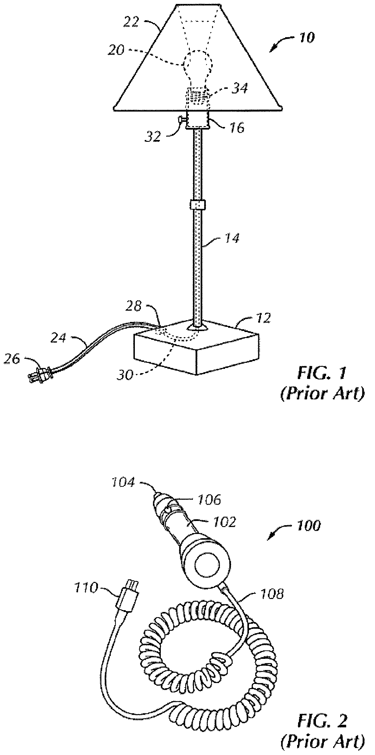 Lamp base with upgradeable recharging port and method