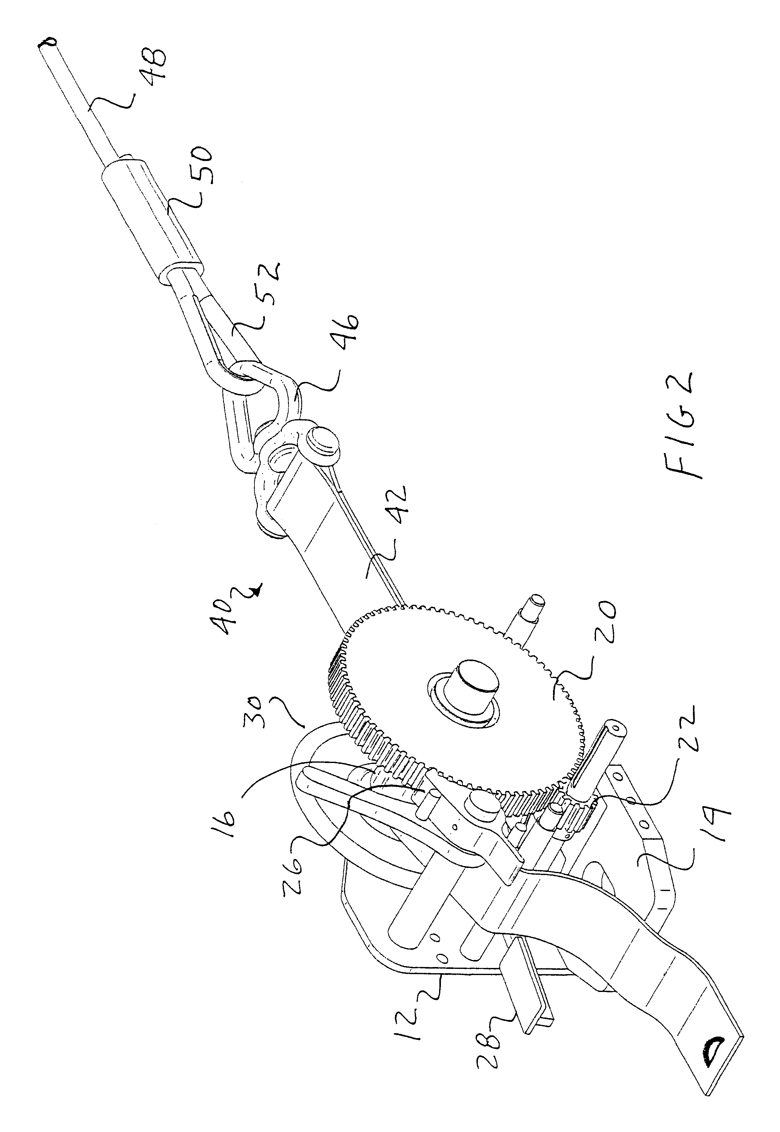 Manual marine winch with lead in webbing strap