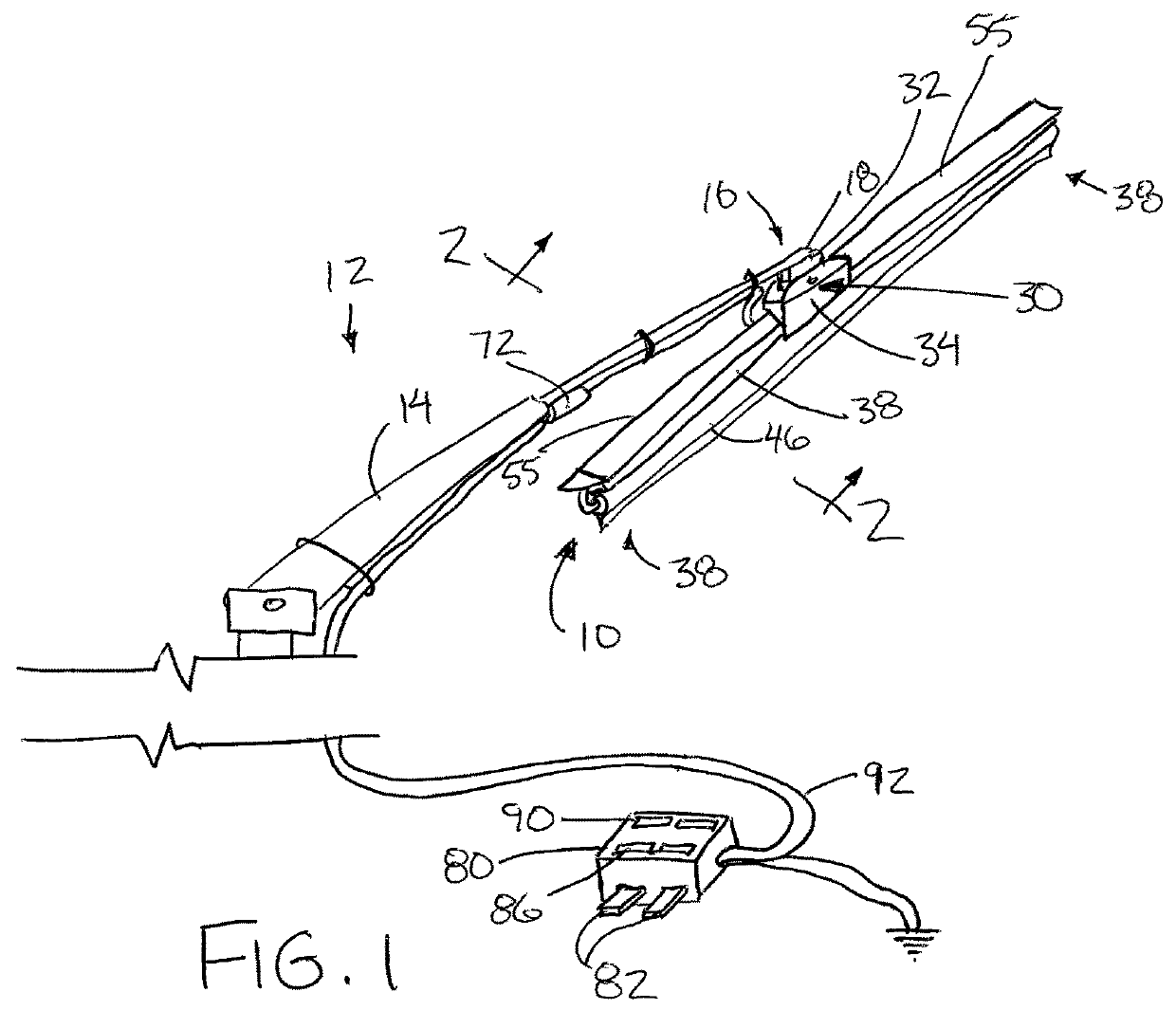 Heated windshield wiper assembly