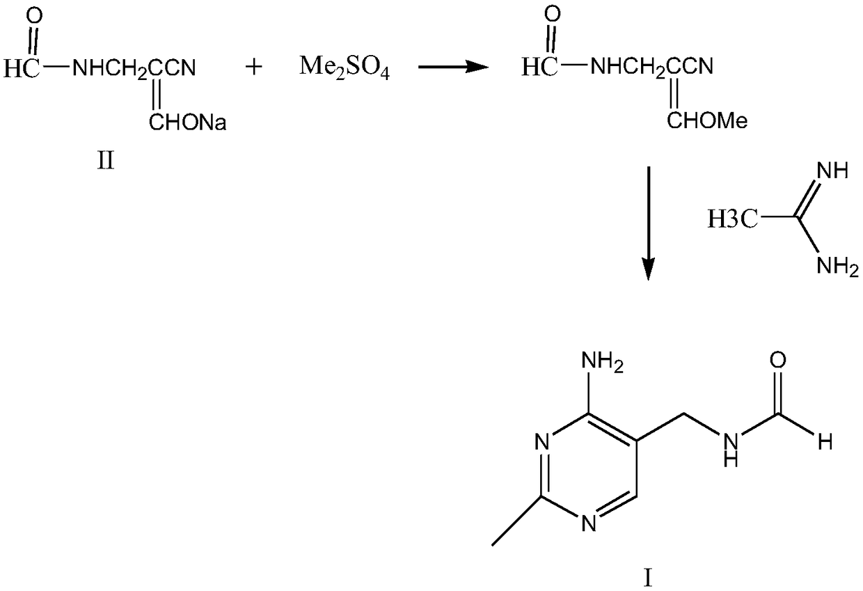 Synthetic method of 2-methyl-4-amino-5-formyl aminomethylpyrimidine