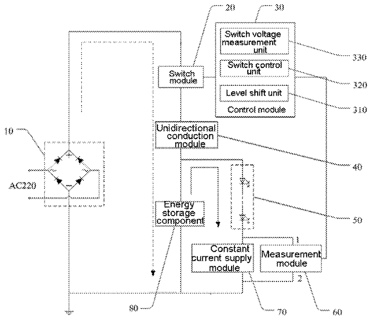 Linear constant current LED drive device capable of driving reduced number of leds