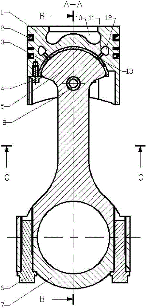 Piston and connecting rod assembly