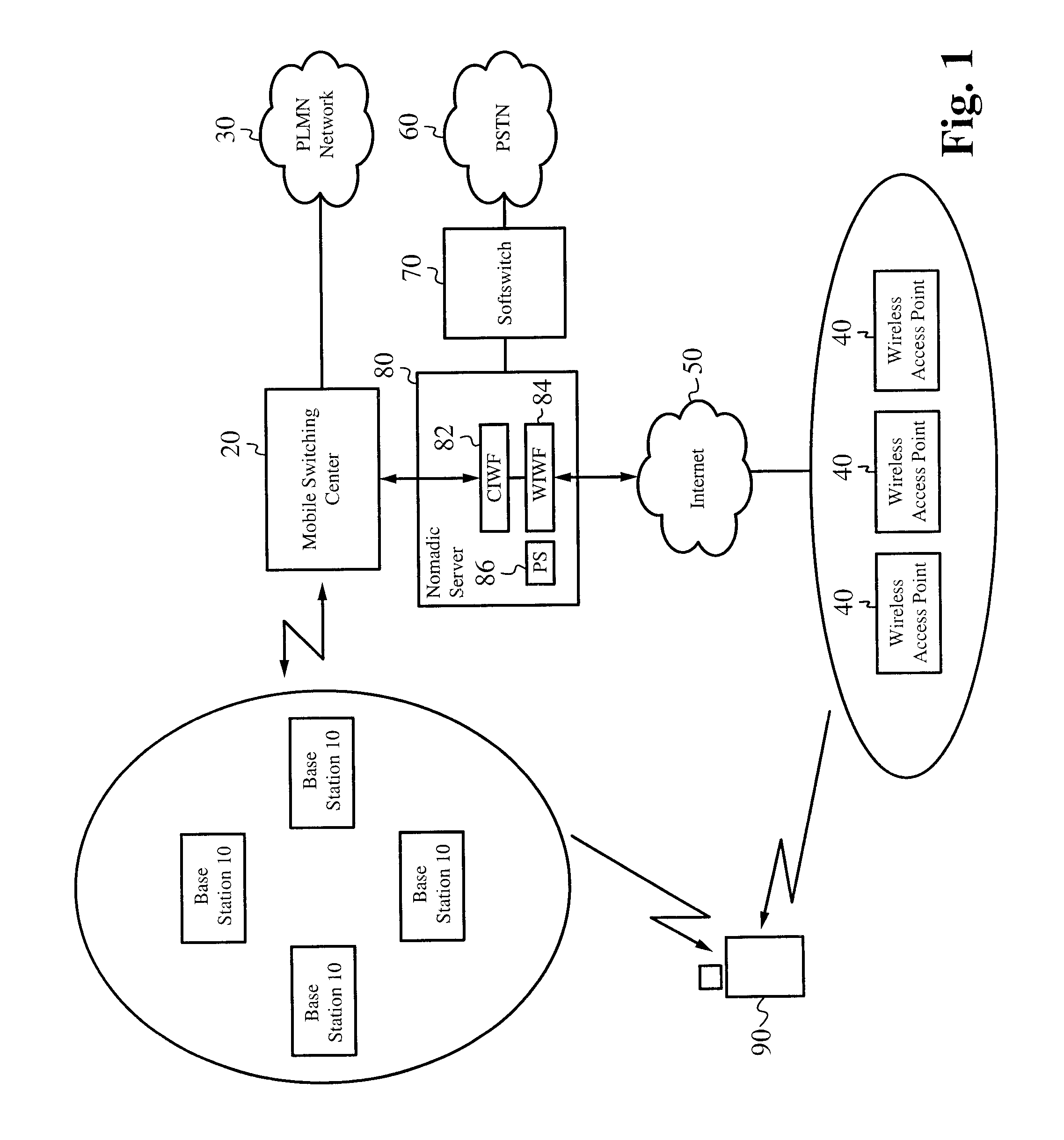 Mobile telephone voip/cellular seamless roaming switching controller