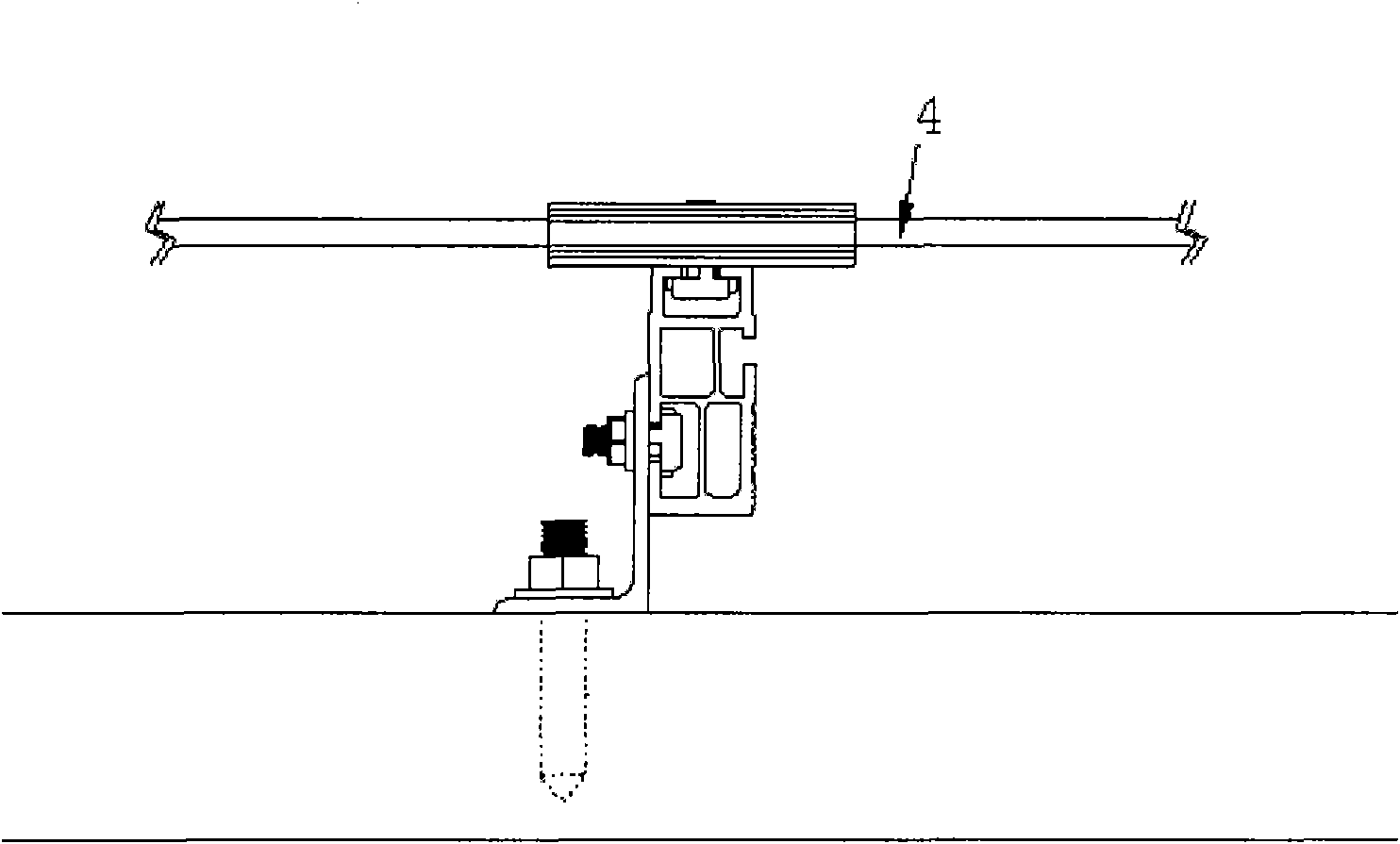 Hull cell module installing device and roof or ground connecting structure thereof