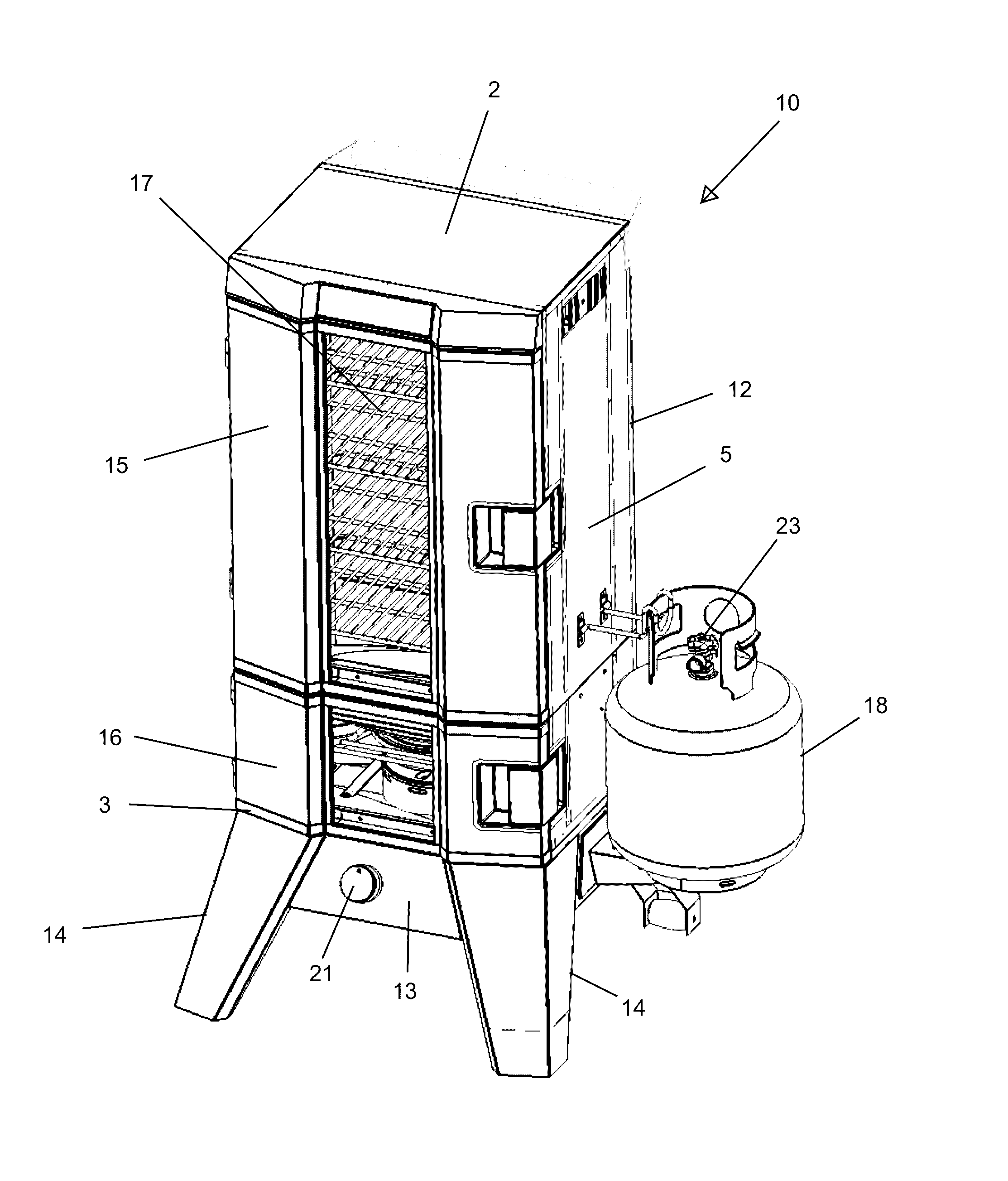 Gas-fired smoker with digital temperature control