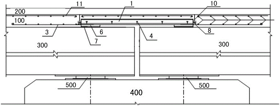 Composite beam type bridge floor continuation device and bridge floor continuation method applied in hollow slab girder bridges