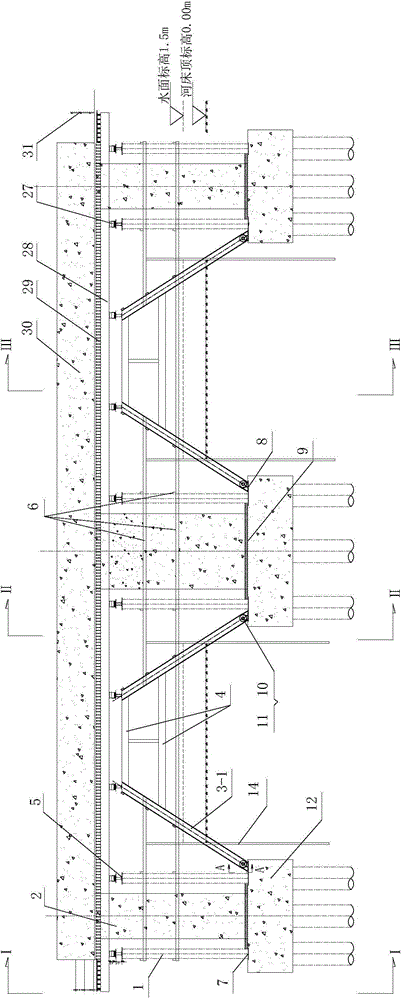 Supporting system for construction of super-long water pier prestressed cap beam