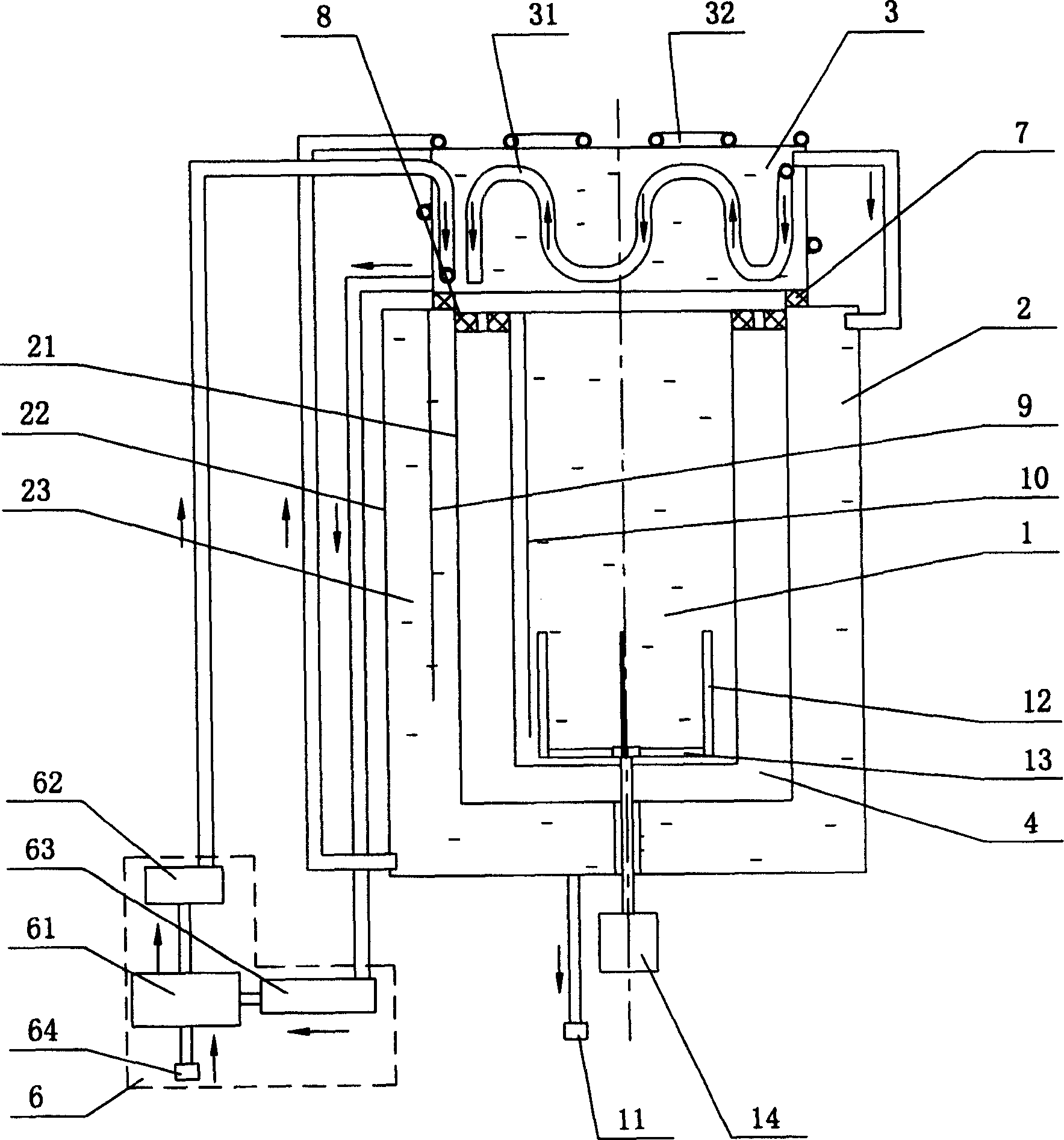 Calorimeter for bucket cover with closed circulation tube temperature control mechanism