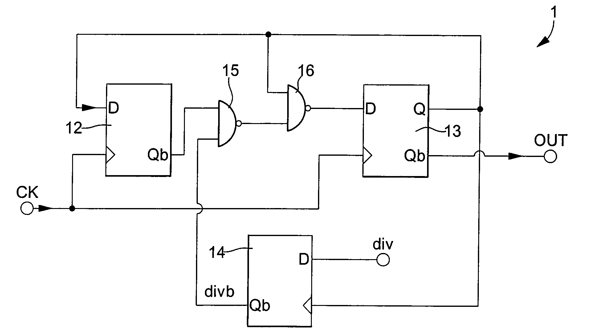 Dual-modulus prescaler circuit operating at a very high frequency